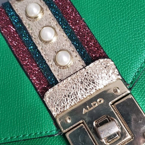 NWOT ALDO Whipster Green & Pink Shoulder Crossbody Purse with Detachable Strap - Picture 4 of 10